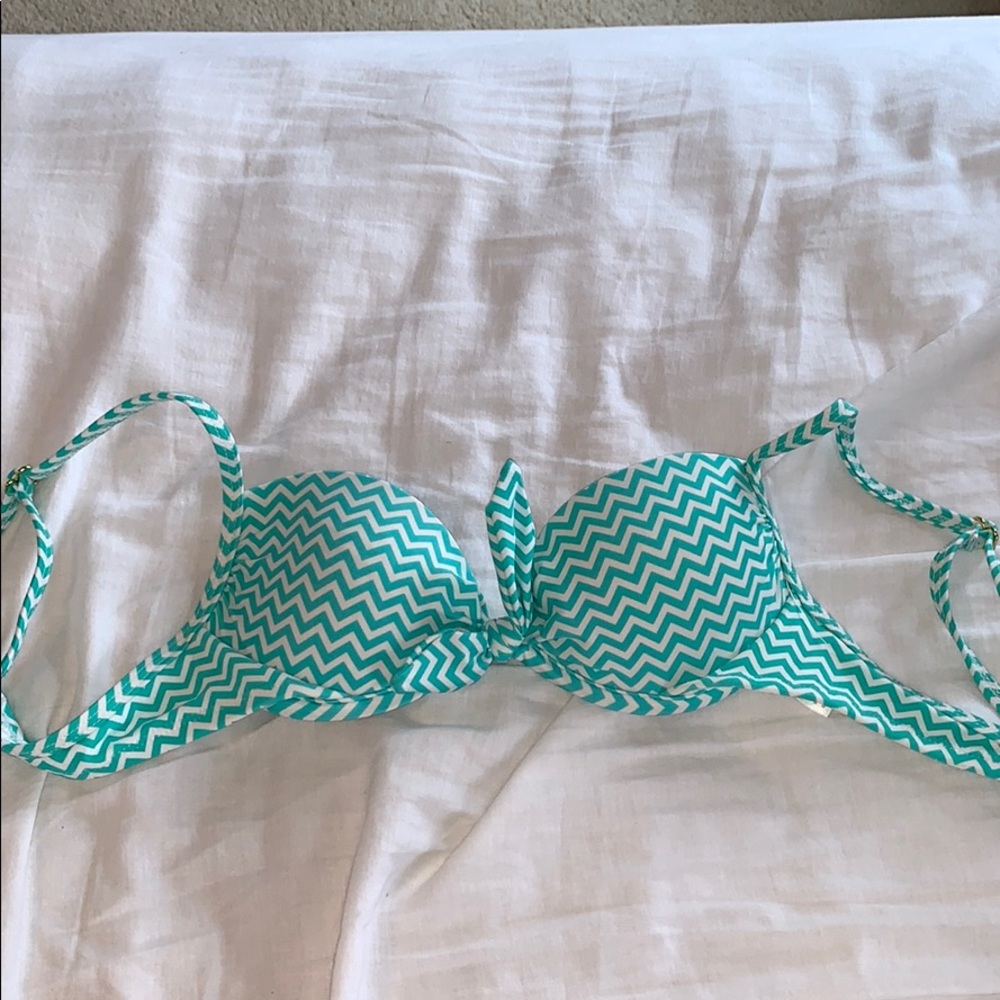 Blue and white bathing suit top
